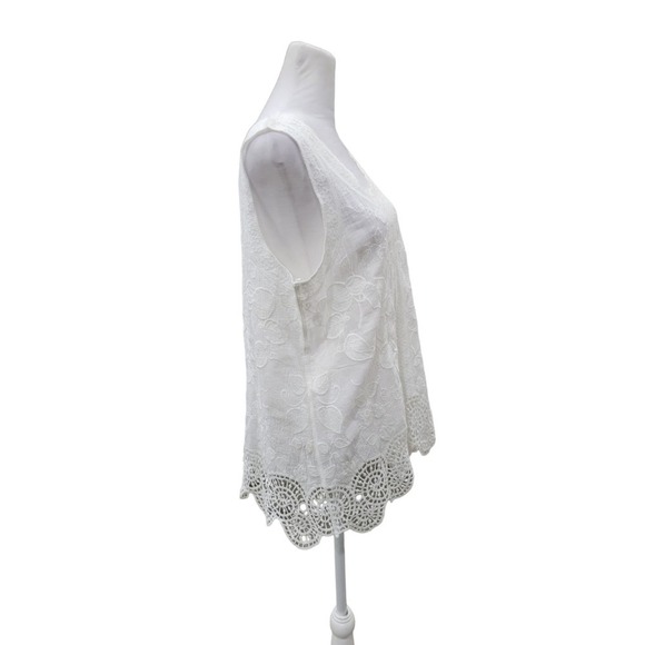 RD & Koko Embroidered Coastal Boho Lightweight Tank Top Size Large White - Picture 8 of 14